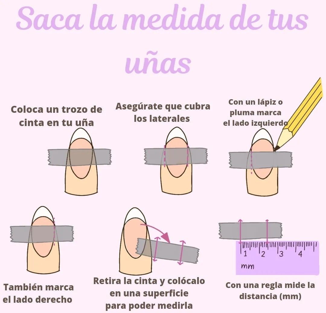 Infografia para sacar la medida de tus unas en milimetros